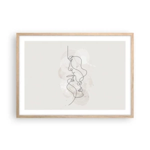 Affiche dans un chêne clair - Poster - Emmêlé dans une étreinte - 70x50 cm