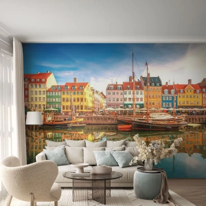 Papier Peint Photo Premium Sand - Aussi lisse qu'un miroir au-dessus de l'eau - Paysage, Architecture, Copenhague - 250x175 cm