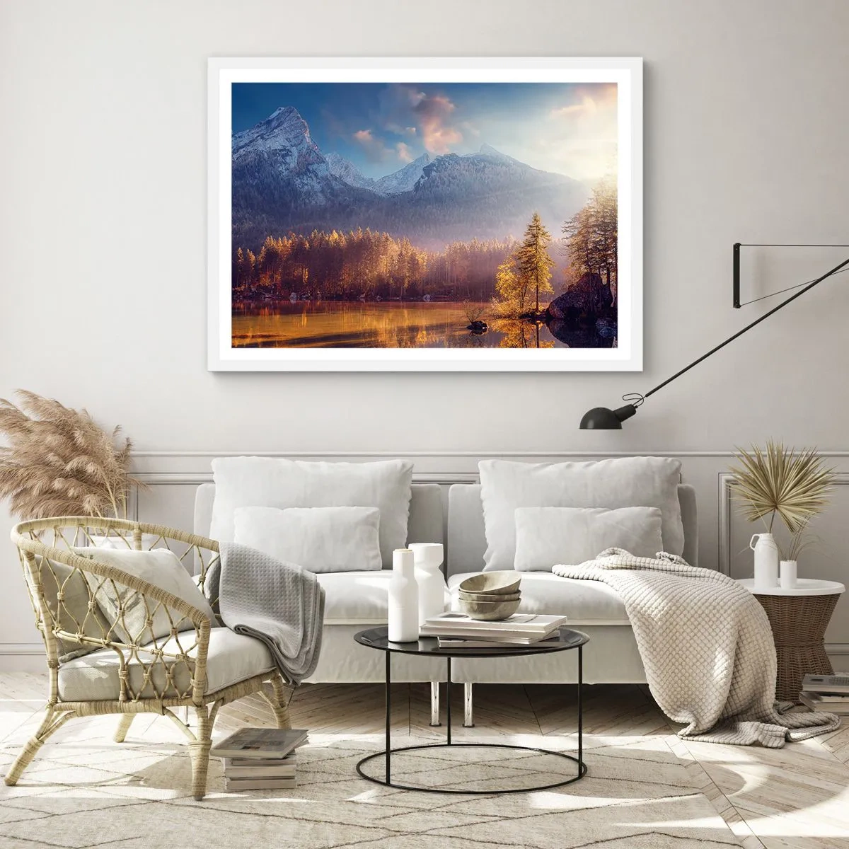 Affiche dans un cadre blanc - Poster - Dans les montagnes et les vallées - 40x30 cm