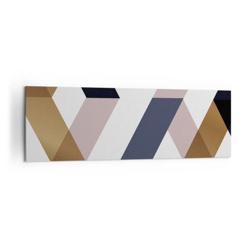 Impression sur toile - Image sur toile - Motifs géométriques dans les tons or et bleu marine - 160x50cm - Plats et angles - Décoration murale moderne pour le salon et la chambre ARTTOR