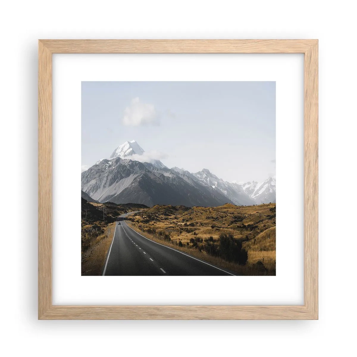 Affiche dans un chêne clair - Poster - Chemin vers le coeur de la montagne - 30x30 cm