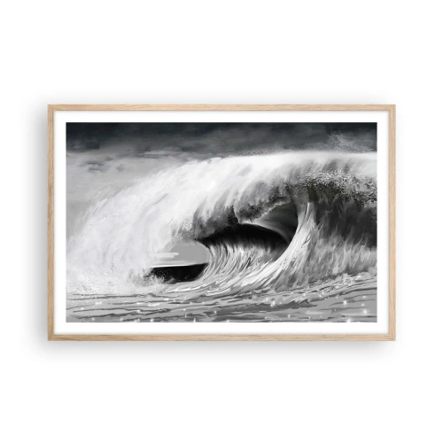 Affiche dans un chêne clair - Poster - La colère de l'océan - 91x61 cm