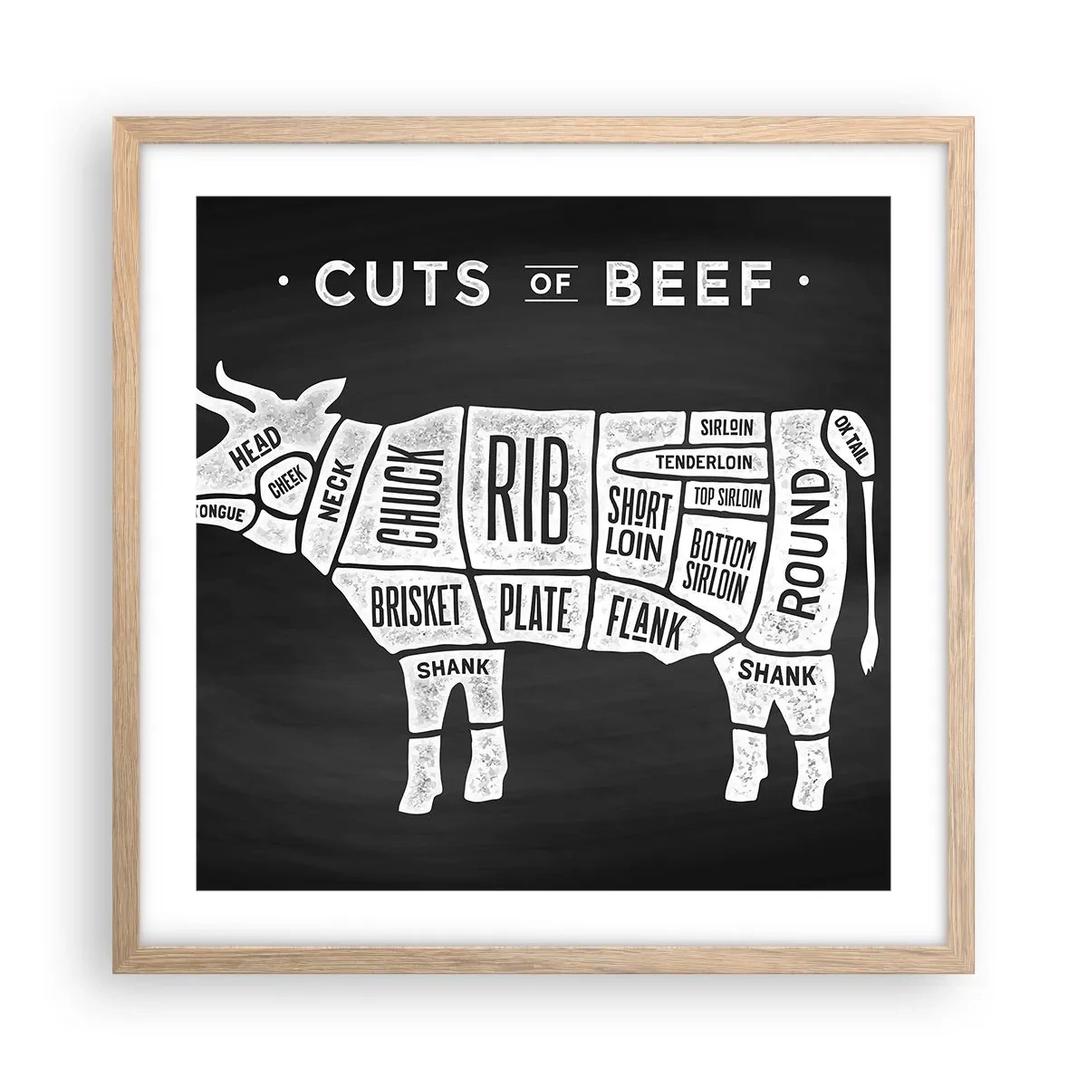 Affiche dans un chêne clair - Poster - L'art de la découpe - 50x50 cm