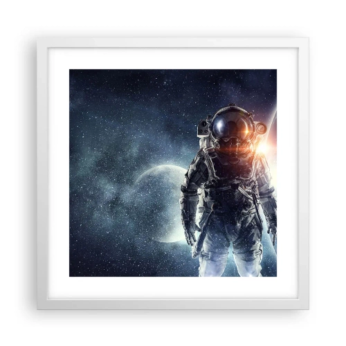 Affiche dans un cadre blanc - Poster - Aventure spatiale - 40x40 cm