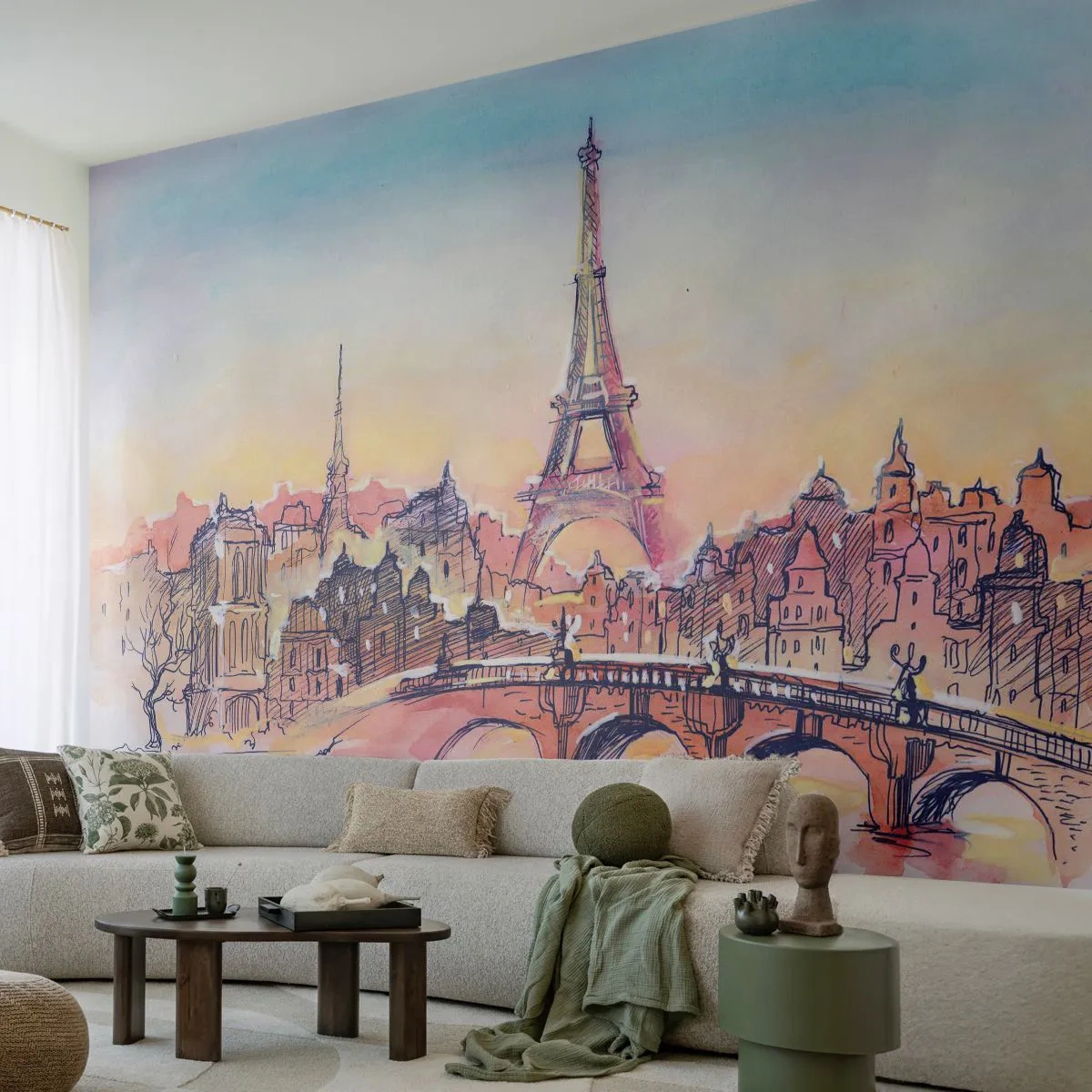 Papier Peint Autocollant Deluxe Sticker - La seule ville de ce type au monde - Ville, tour Eiffel, Paris - 250x175 cm