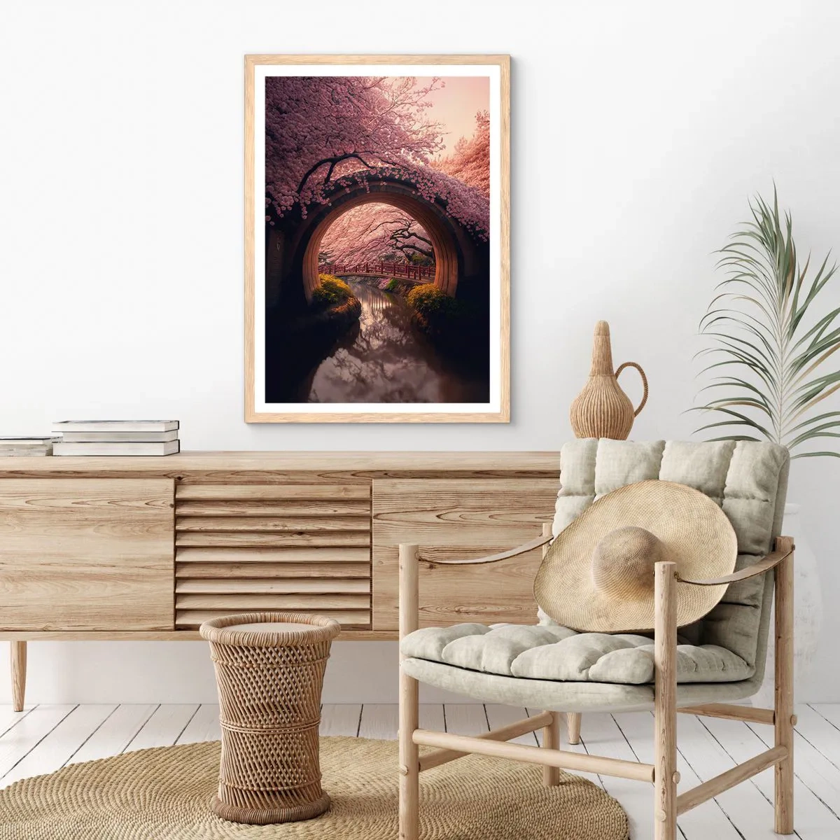 Affiche dans un chêne clair - Poster - Printemps japonais - 50x70 cm