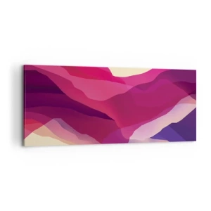 Impression sur toile - Image sur toile - Vagues abstraites dans des tons violets et roses sur un fond clair - 120x50cm - Vagues pourpre - Décoration murale moderne pour le salon et la chambre ARTTOR