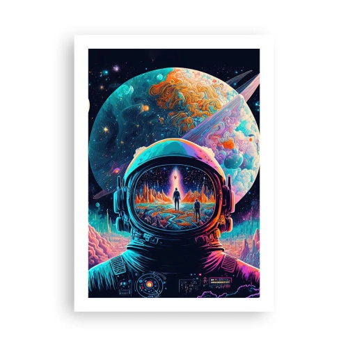 Affiche - Poster - Astronaute sur fond de paysage cosmique - 50x70cm - Les philosophes n'en ont pas rêvé - Décoration murale moderne pour le salon et la chambre ARTTOR