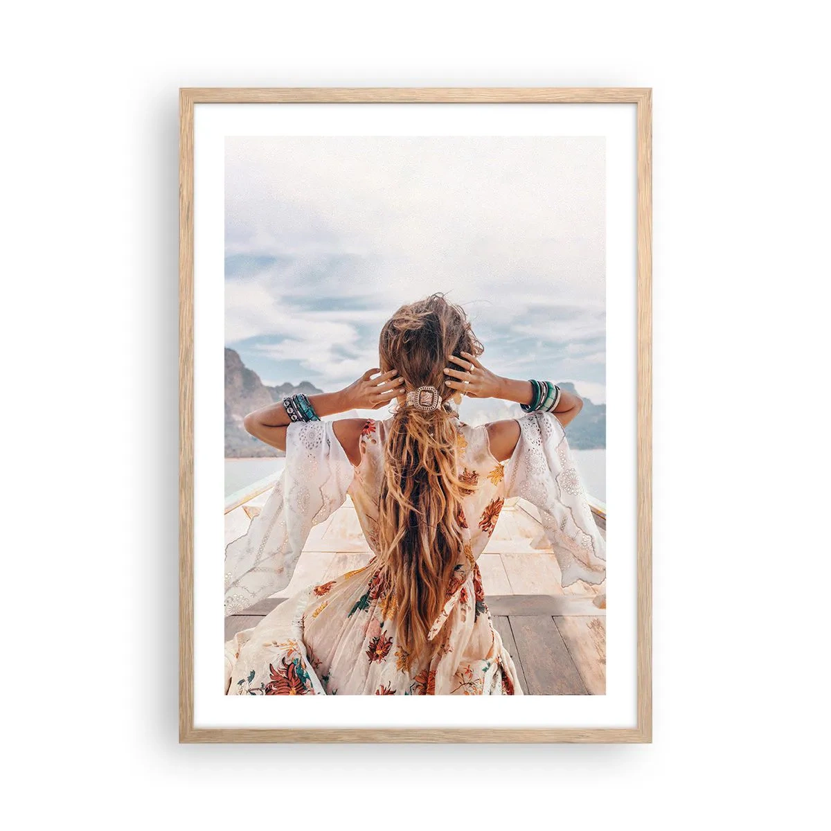 Affiche dans un chêne clair - Poster - En route vers le bonheur - 50x70 cm