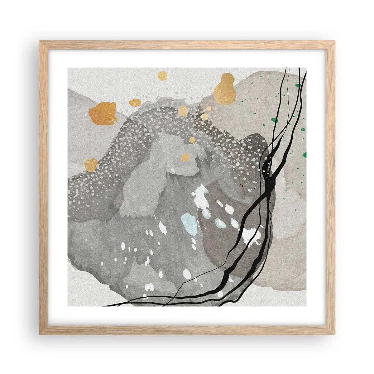 Affiche dans un chêne clair - Poster - Composition organique - 50x50 cm