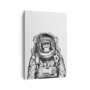 Impression sur toile - Image sur toile - Graphique d'un astronaute en combinaison spatiale avec une tête de singe - 70x100cm - Évolution alternative - Décoration murale moderne pour le salon et la chambre ARTTOR