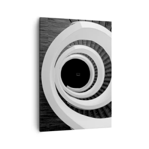 Impression sur toile - Image sur toile - Escalier en colimaçon noir et blanc de style moderne - 50x70cm - Les choses concrêtes - Décoration murale moderne pour le salon et la chambre ARTTOR