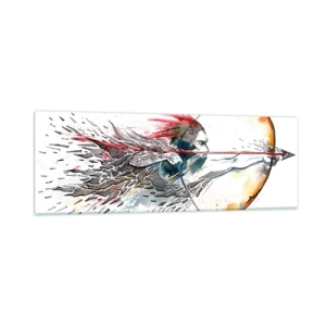 Impression sur verre - Image sur verre - Guerrier mythique avec un arc de feu - 90x30 cm