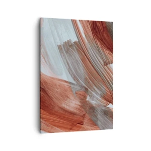 Impression sur toile - Image sur toile - Coups de pinceau abstraits dans des tons de cuivre et de gris - 50x70cm - Abstraction venteuse et automnale - Décoration murale moderne pour le salon et la chambre ARTTOR