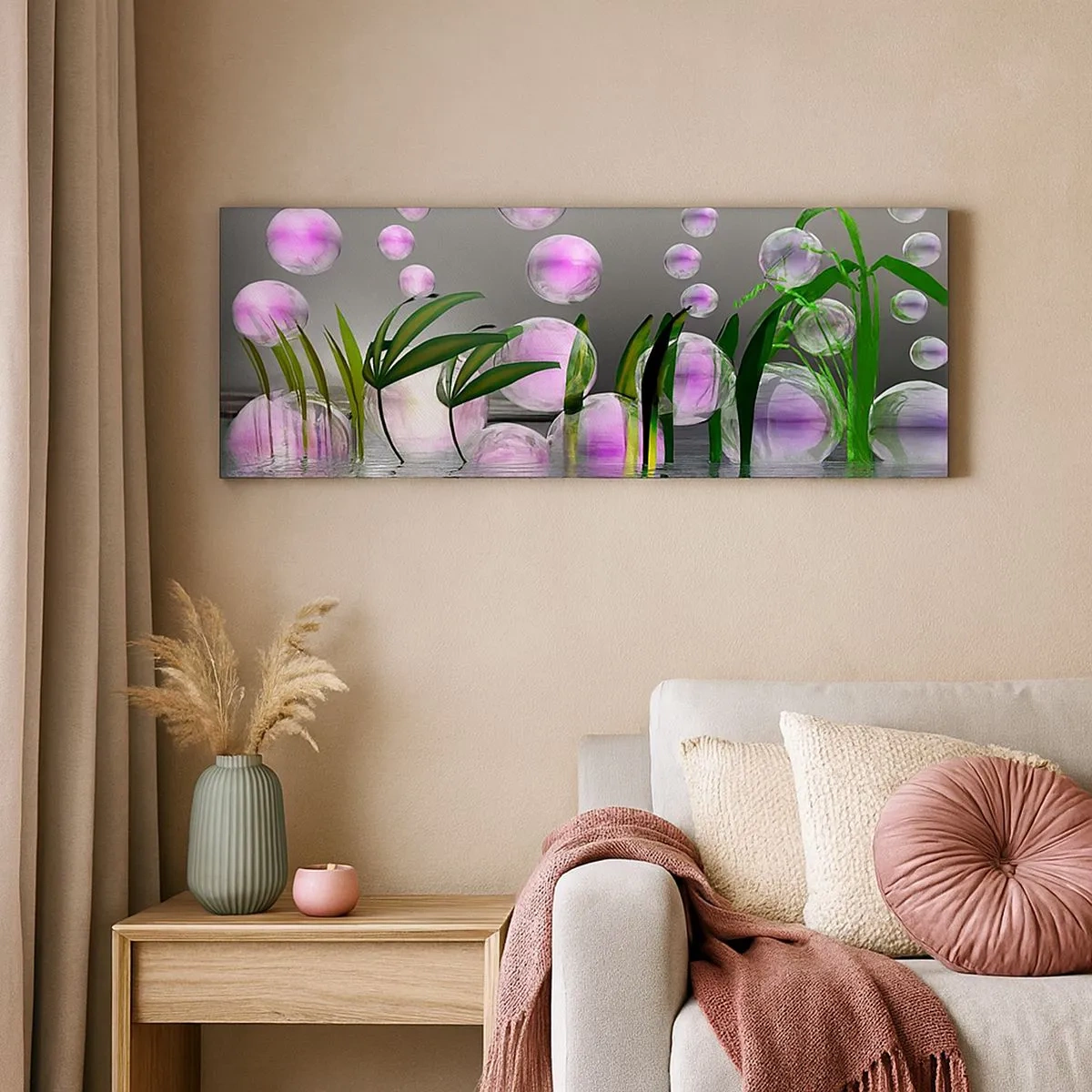 Impression sur toile - Image sur toile - Une composition réfléchissante de légèreté et de vie - 100x40 cm
