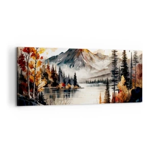 Impression sur toile - Image sur toile - Automne doré dans les montagnes - 100x40 cm