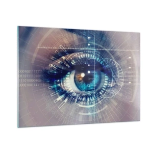 Impression sur verre - Image sur verre - Un œil numérique avec un thème futuriste de technologie et de données - 100x70cm - Tu penses que tu me connais - Décoration murale moderne pour le salon et la chambre ARTTOR