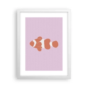 Affiche dans un cadre blanc - Poster - En corail sur le visage et la queue - 30x40 cm