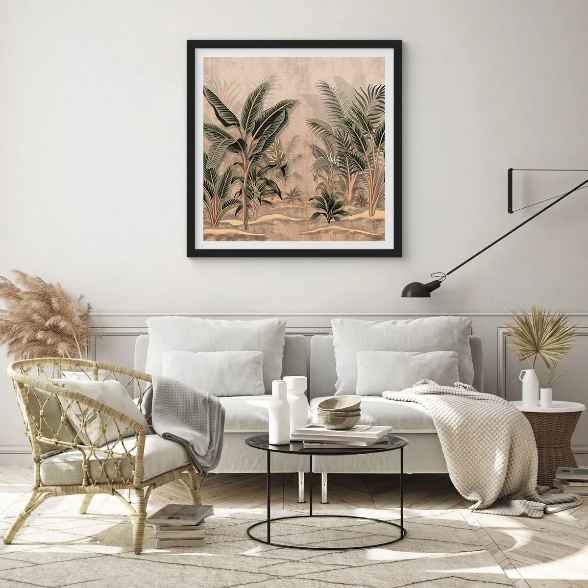Affiche dans un cadre noir - Poster - Une gravure de style colonial - 50x50 cm