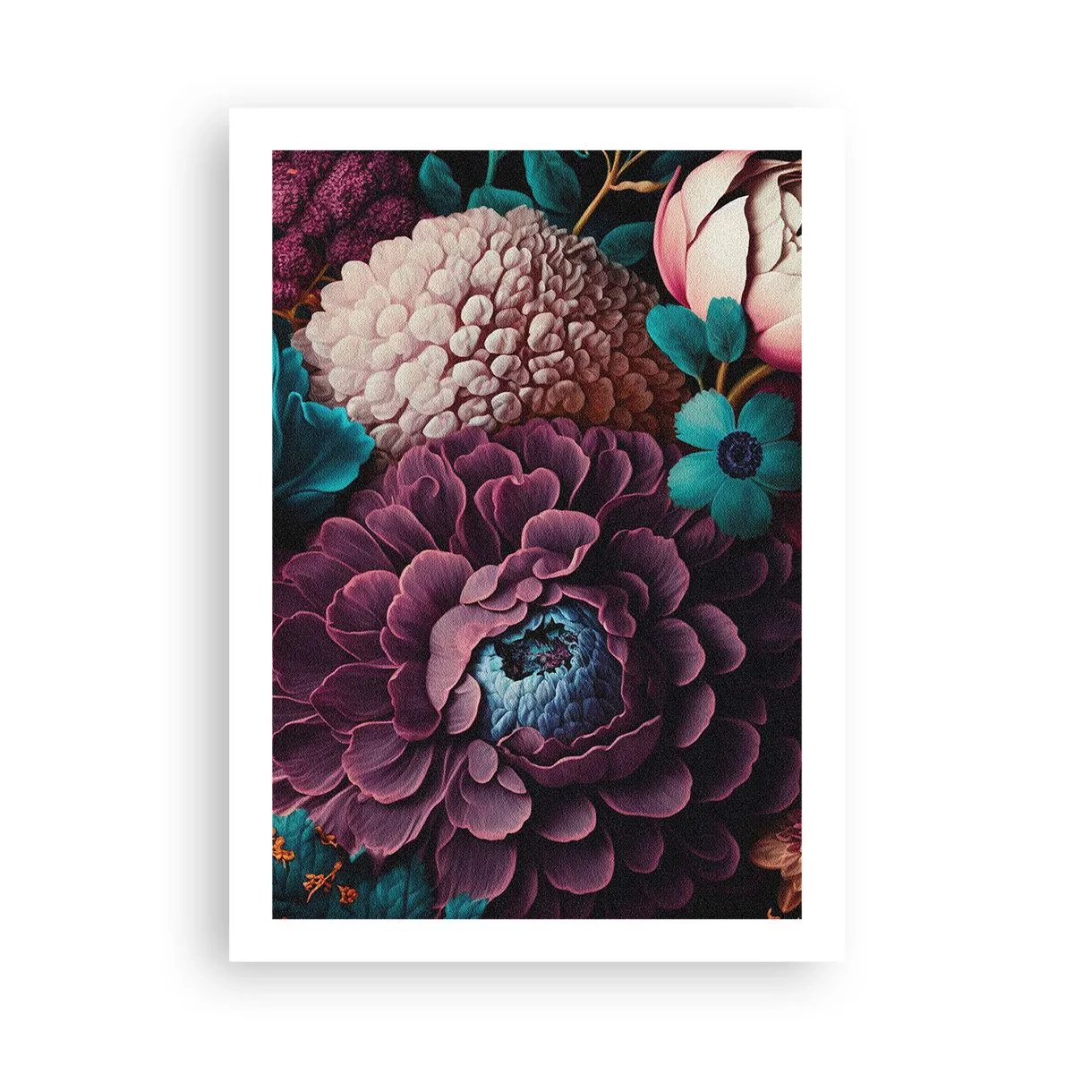 Affiche - Poster - Une composition florale aux nuances profondes - 50x70cm - La nature en abondance - Décoration murale moderne pour le salon et la chambre ARTTOR