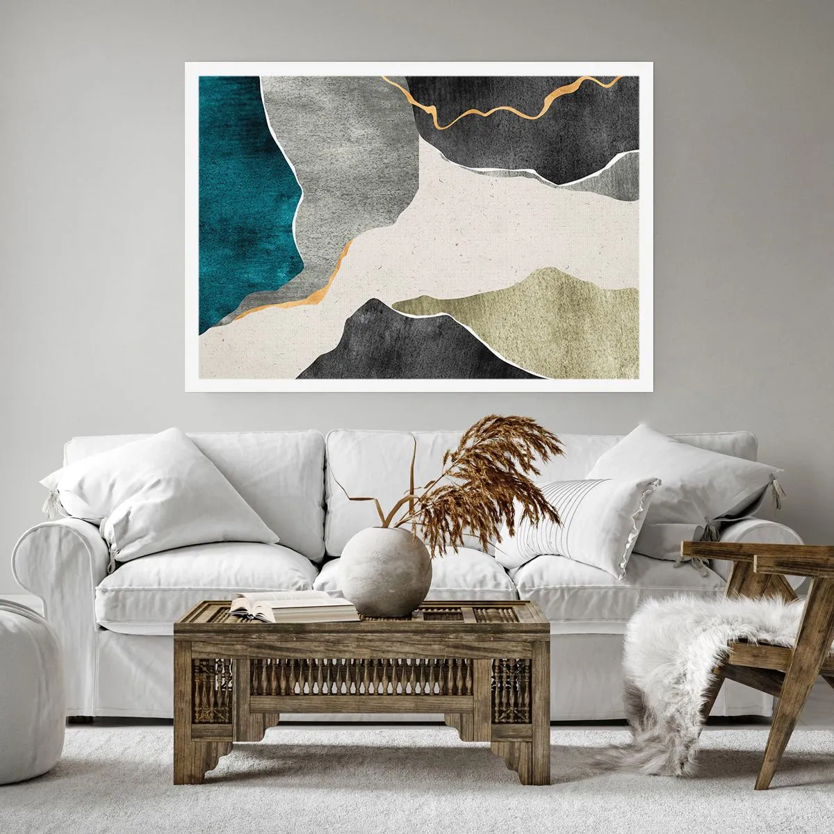 Affiche - Poster - Composition mosaïque avec un fil d'or - 91x61 cm