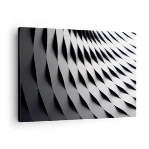 Impression sur toile - Image sur toile - Motif géométrique abstrait dans des tons de noir et blanc - 70x50cm - A la surface des vagues - Décoration murale moderne pour le salon et la chambre ARTTOR