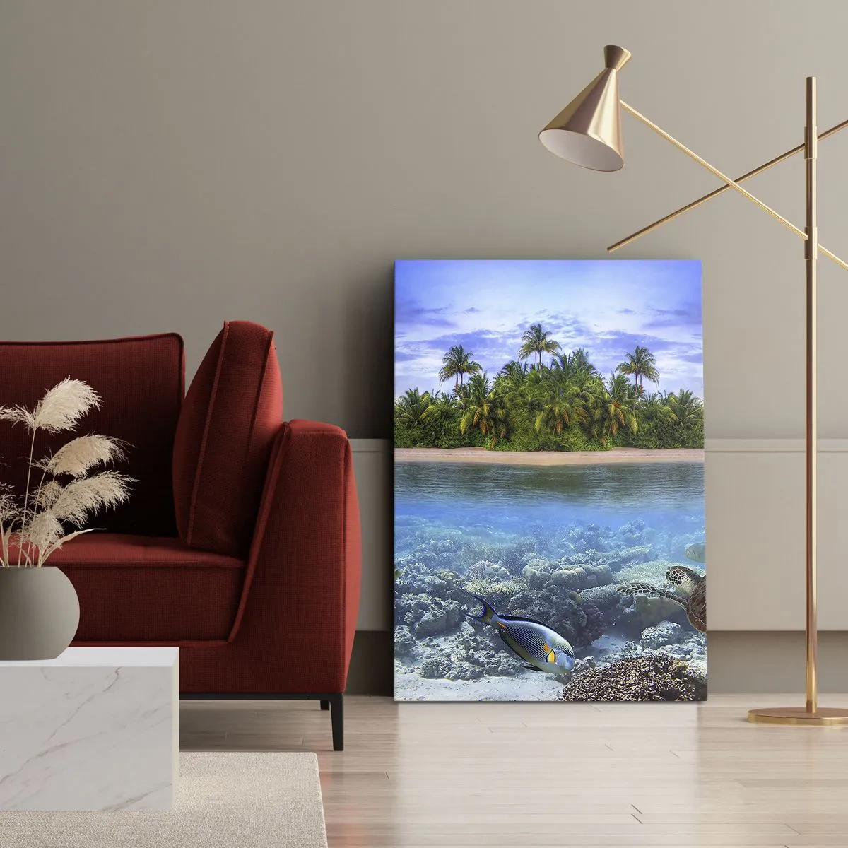 Impression sur toile - Image sur toile - L'île céleste vous invite - 65x120 cm