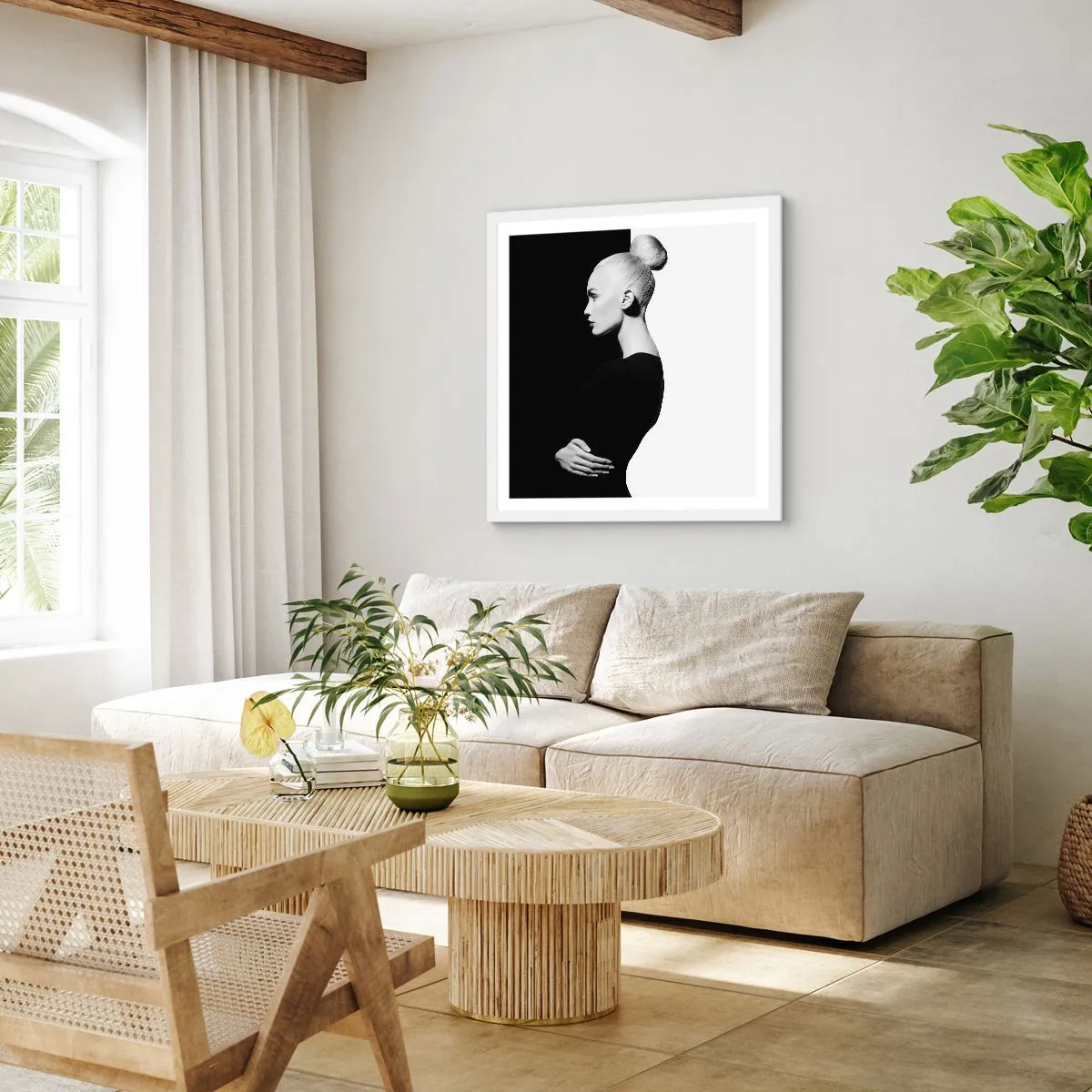 Affiche dans un cadre blanc - Poster - Tout simplement une femme - 60x60 cm