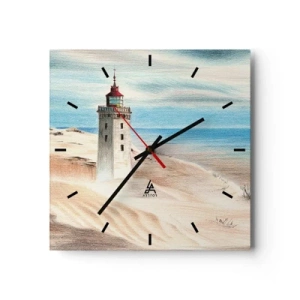Horloge murale - Pendule murale - Un phare entouré de dunes de sable et d'un ciel bleu - 30x30cm - Toujours regarder la mer - Décoration murale moderne pour le salon et la chambre ARTTOR