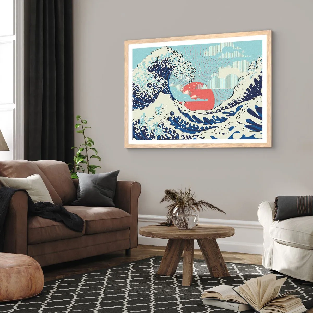 Affiche dans un chêne clair - Poster - D'une inspiration japonnaise - 70x50 cm