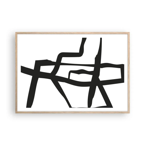 Affiche dans un chêne clair - Poster - Conception noir et blanc - 100x70 cm