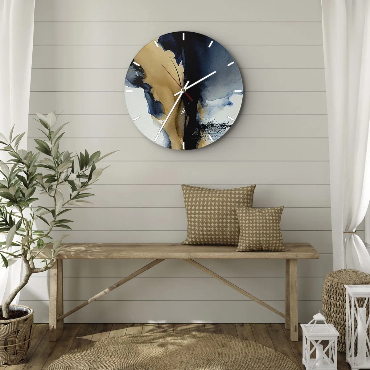 Horloge murale - Pendule murale - Derrière le rideau - 40x40 cm