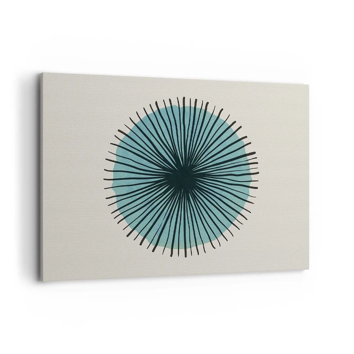 Impression sur toile - Image sur toile - Forme circulaire abstraite avec des rayons bleus - 100x70cm - Rayonnant dans l'azur - Décoration murale moderne pour le salon et la chambre ARTTOR