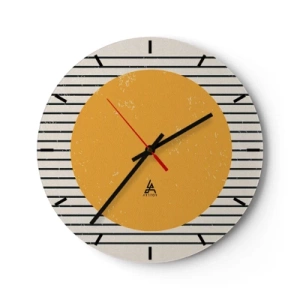 Horloge murale - Pendule murale - Un cercle orange sur un fond de rayures noires et blanches - 30x30cm - Le pouvoir de la simplicité - Décoration murale moderne pour le salon, la cuisine et la chambre ARTTOR