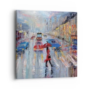 Impression sur toile - Image sur toile - Après-midi pluvieux en ville - 40x40 cm
