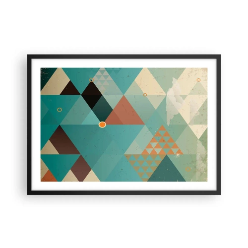 Affiche dans un cadre noir - Poster - Motifs géométriques dans les tons turquoise et marron - 70x50cm - Unité de la multiplicité, multiplicité de l'unité - Décoration murale moderne pour le salon et la chambre ARTTOR