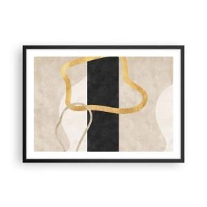 Affiche dans un cadre noir - Poster - Un design minimaliste avec des formes bouclées en or et noir. - 70x50cm - Formes emmellées - Décoration murale moderne pour le salon et la chambre ARTTOR