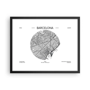 Affiche dans un cadre noir - Poster - Anatomie de Barcelone - 50x40 cm