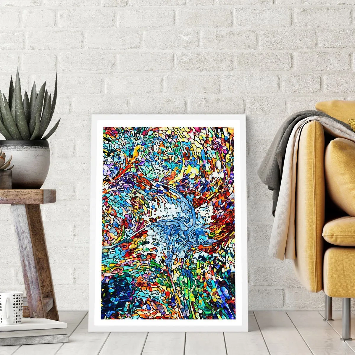 Affiche dans un cadre blanc - Poster - Goutte de vitrail - 30x40 cm