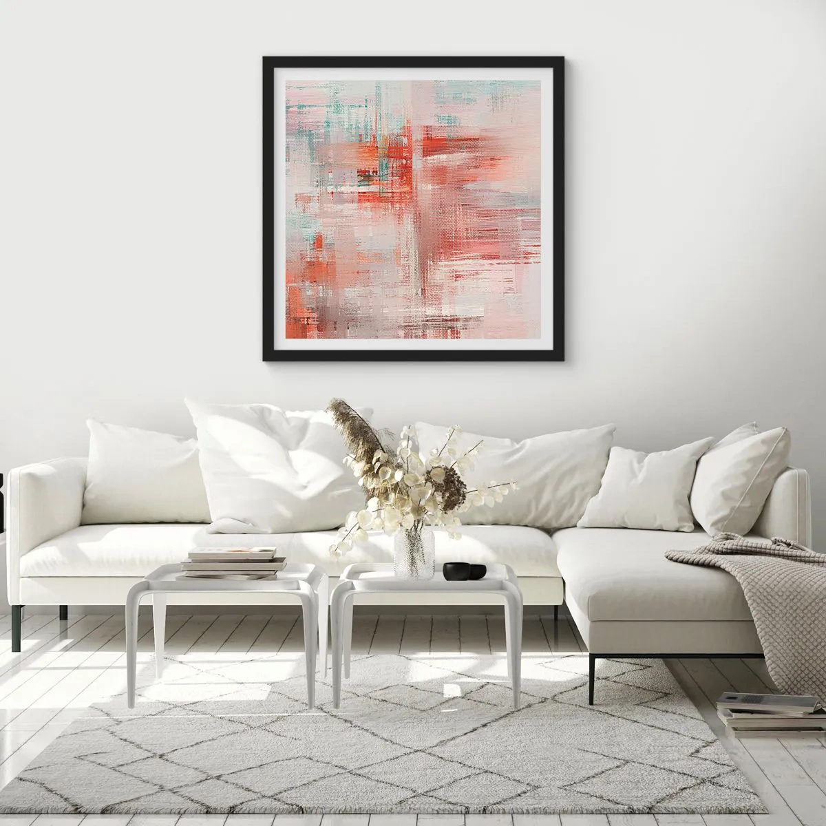 Affiche dans un cadre noir - Poster - Brumeux. Mais rose - 30x30 cm