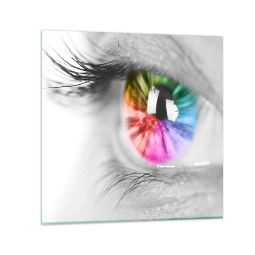 Impression sur verre - Image sur verre - Regarde le monde en couleur - 30x30 cm