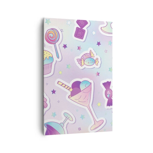 Impression sur toile - Image sur toile - Motifs pastel avec bonbons et desserts - 80x120cm - Pour que tous les jours soit un anniversaire - Décoration murale moderne pour le salon et la chambre ARTTOR