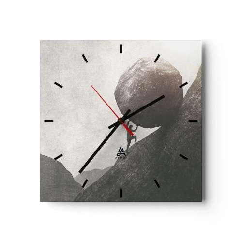 Horloge murale - Pendule murale - Un homme escaladant un énorme rocher sur une colline - 30x30cm - Je crois contre tout espoir - Décoration murale moderne pour le salon et la chambre ARTTOR