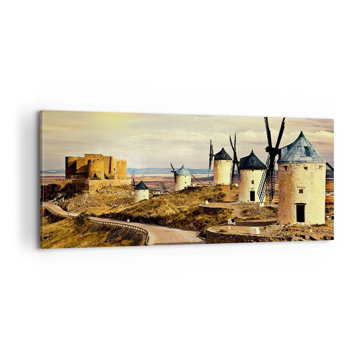 Impression sur toile - Image sur toile - Don Quichotte est sur le point d'arriver - 100x40 cm