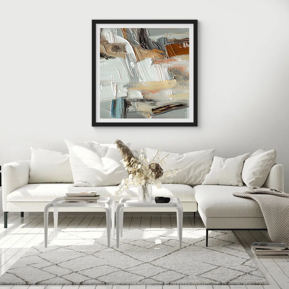 Affiche dans un cadre noir - Poster - Couches colorées - 30x30 cm