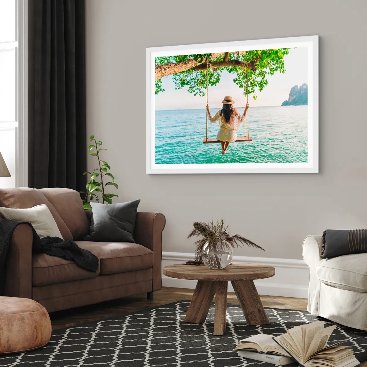 Affiche dans un cadre blanc - Poster - La vie est belle - 50x40 cm