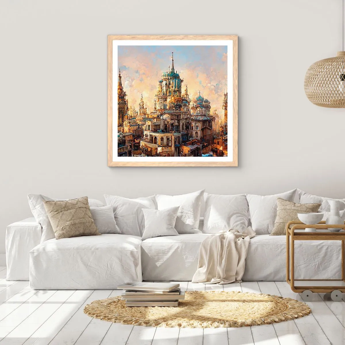 Affiche dans un chêne clair - Poster - Ville des villes - 40x40 cm