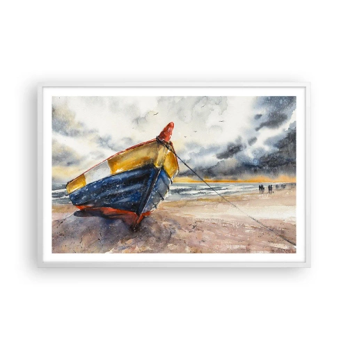 Affiche dans un cadre blanc - Poster - Repos sur le rivage - 91x61 cm