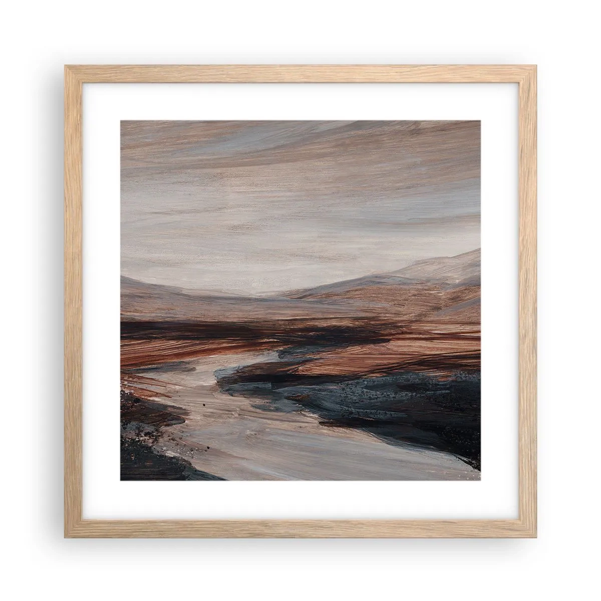 Affiche dans un chêne clair - Poster - Une vallée tranquille - 40x40 cm