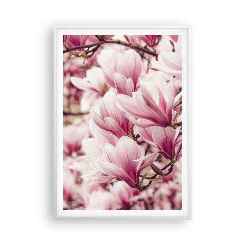 Affiche dans un cadre blanc - Poster - Le printemps est rose - 70x100 cm